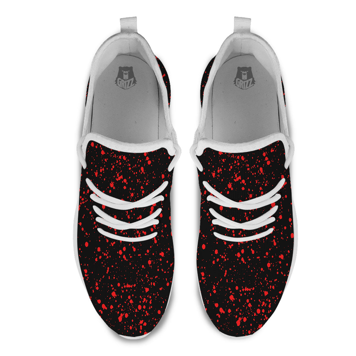 Blood Red Print Pattern White Athletic Shoes-grizzshop