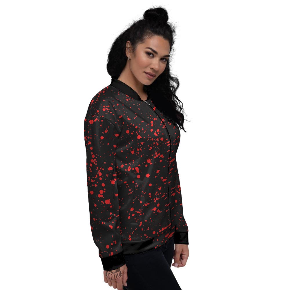 Blood Red Print Pattern Women's Bomber Jacket-grizzshop