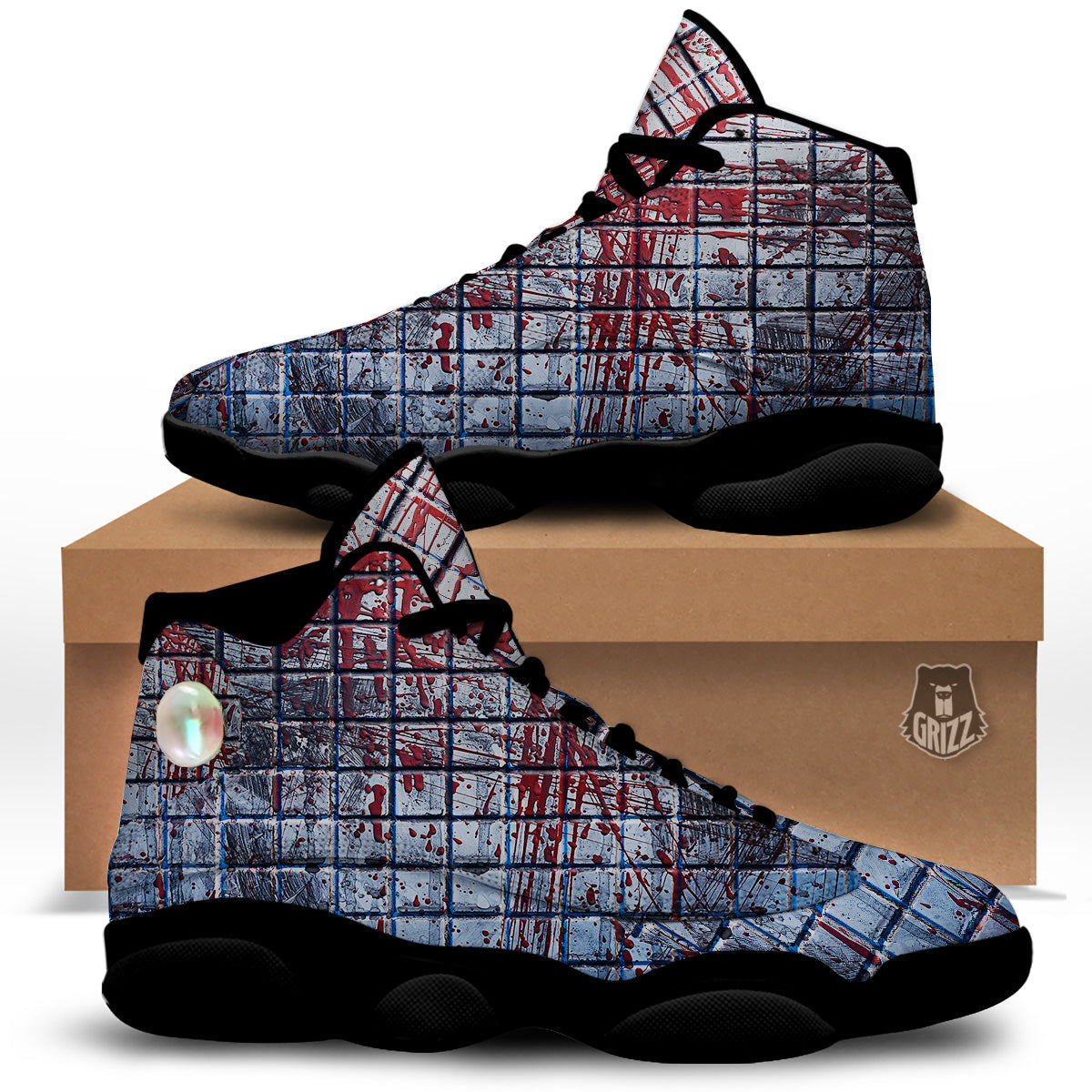 Blood Room Bloody Print Black Basketball Shoes-grizzshop