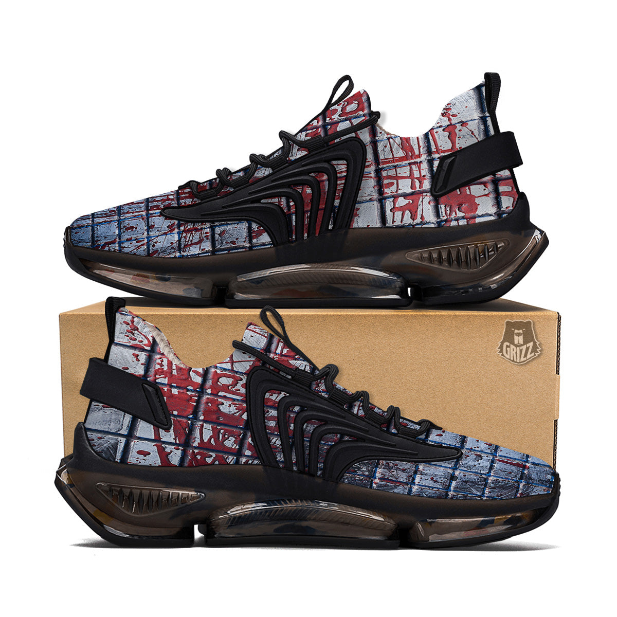 Blood Room Bloody Print Black Gym Shoes-grizzshop