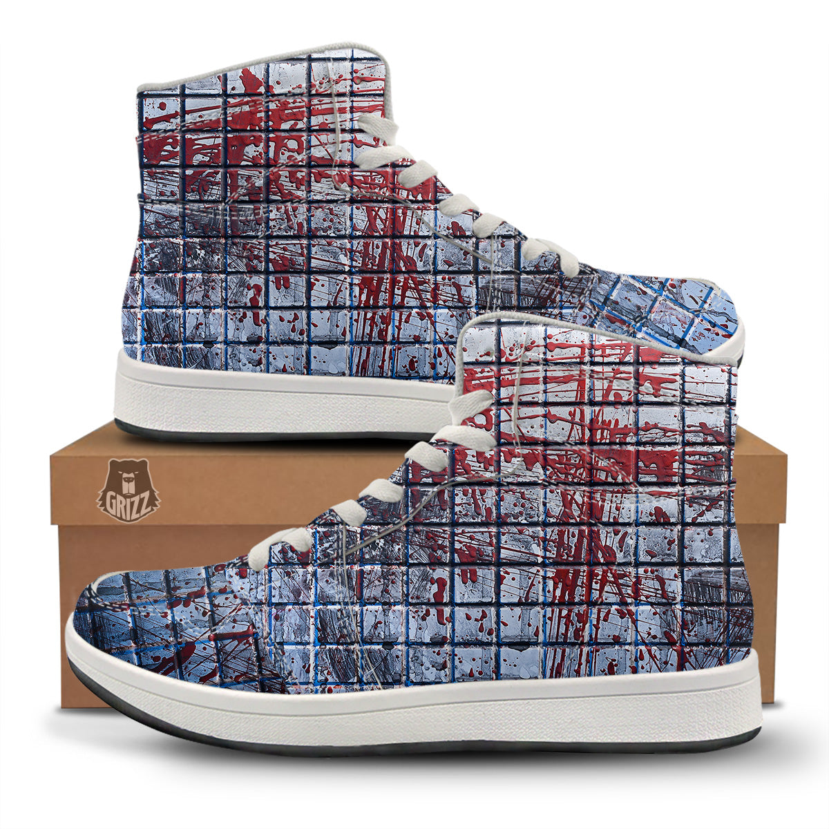 Blood Room Bloody Print High Top Sneakers-grizzshop