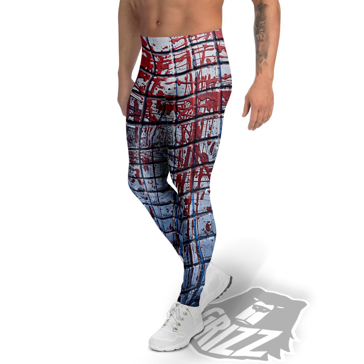 Blood Room Bloody Print Men's Leggings-grizzshop