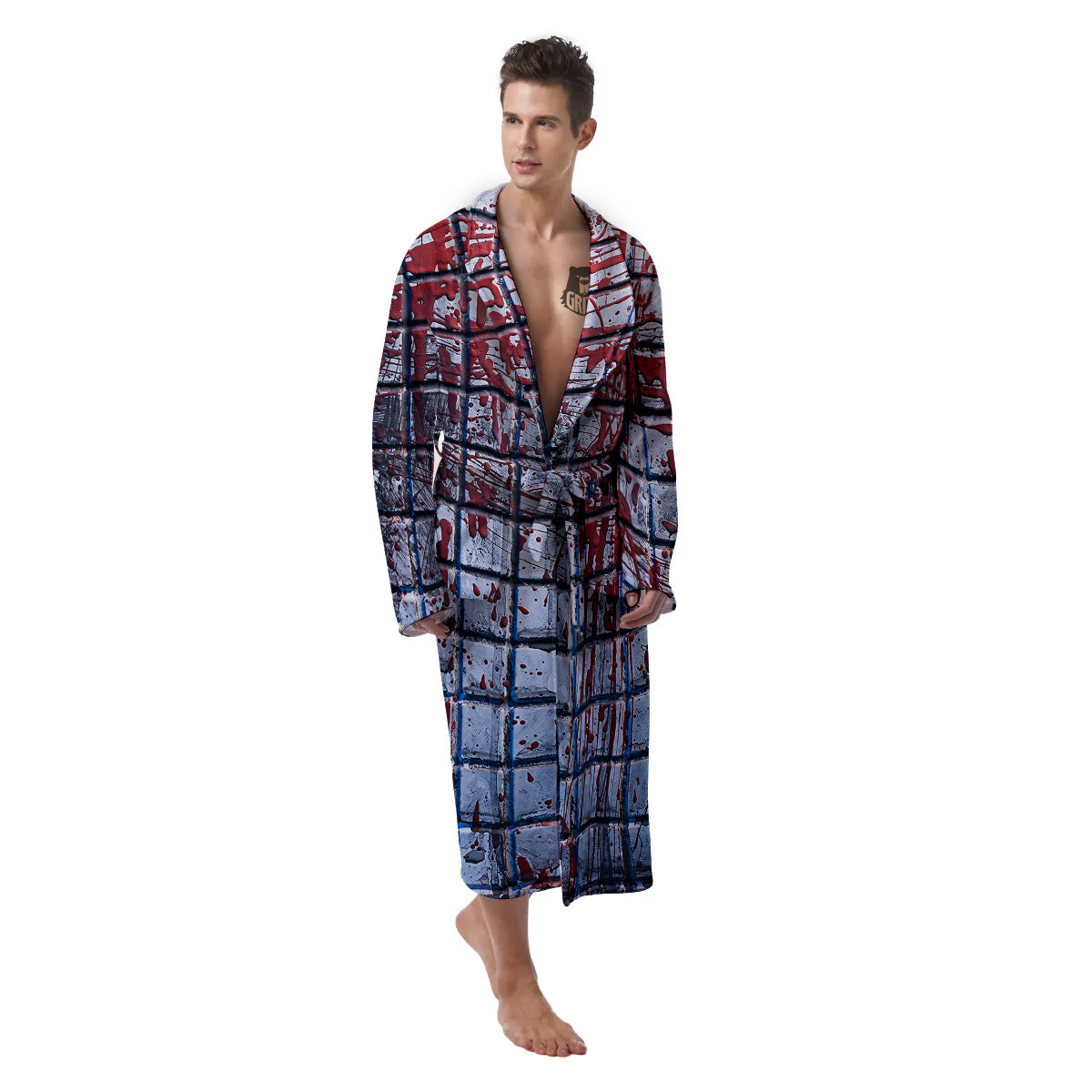 Blood Room Bloody Print Men's Robe-grizzshop