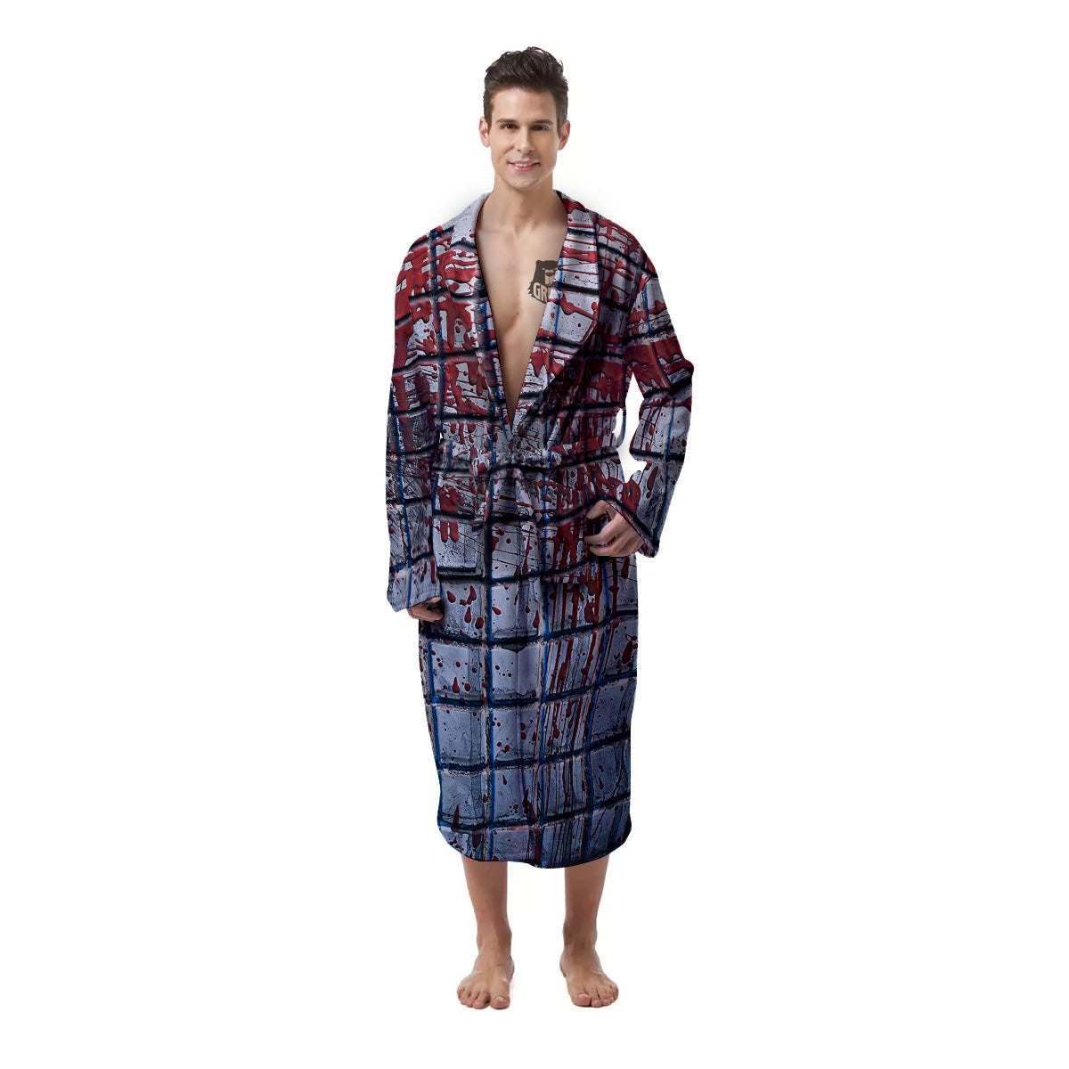 Blood Room Bloody Print Men's Robe-grizzshop