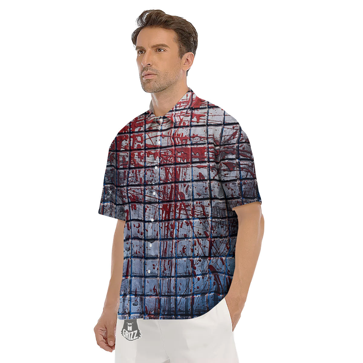 Blood Room Bloody Print Men's Short Sleeve Shirts-grizzshop