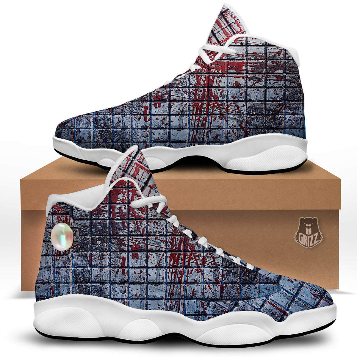Blood Room Bloody Print White Basketball Shoes-grizzshop