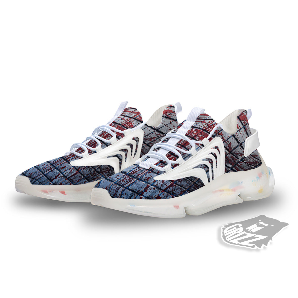 Blood Room Bloody Print White Gym Shoes-grizzshop
