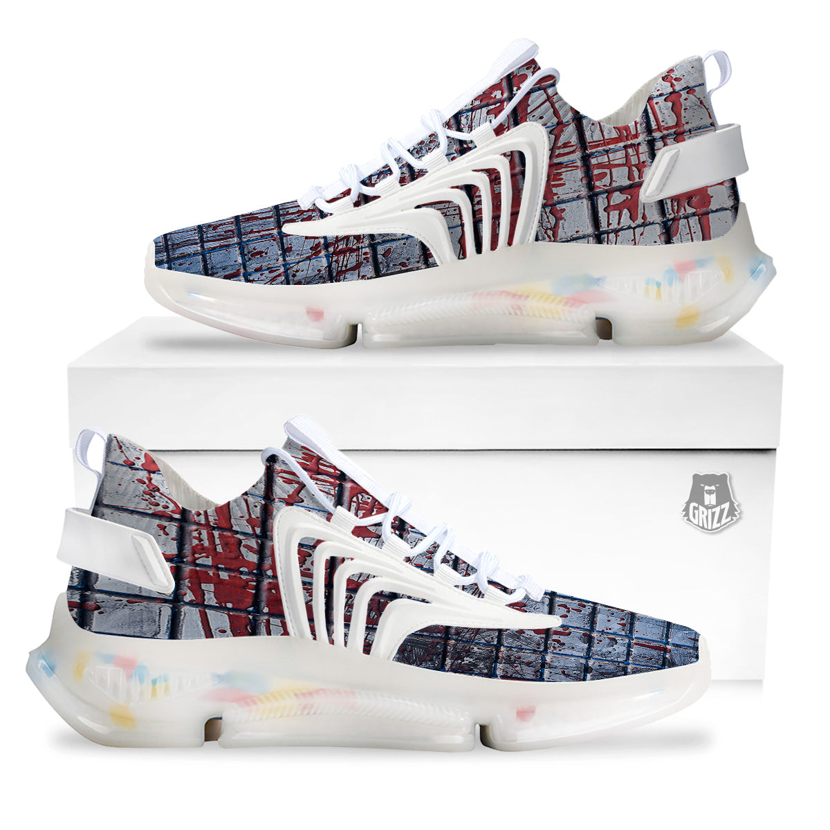 Blood Room Bloody Print White Gym Shoes-grizzshop