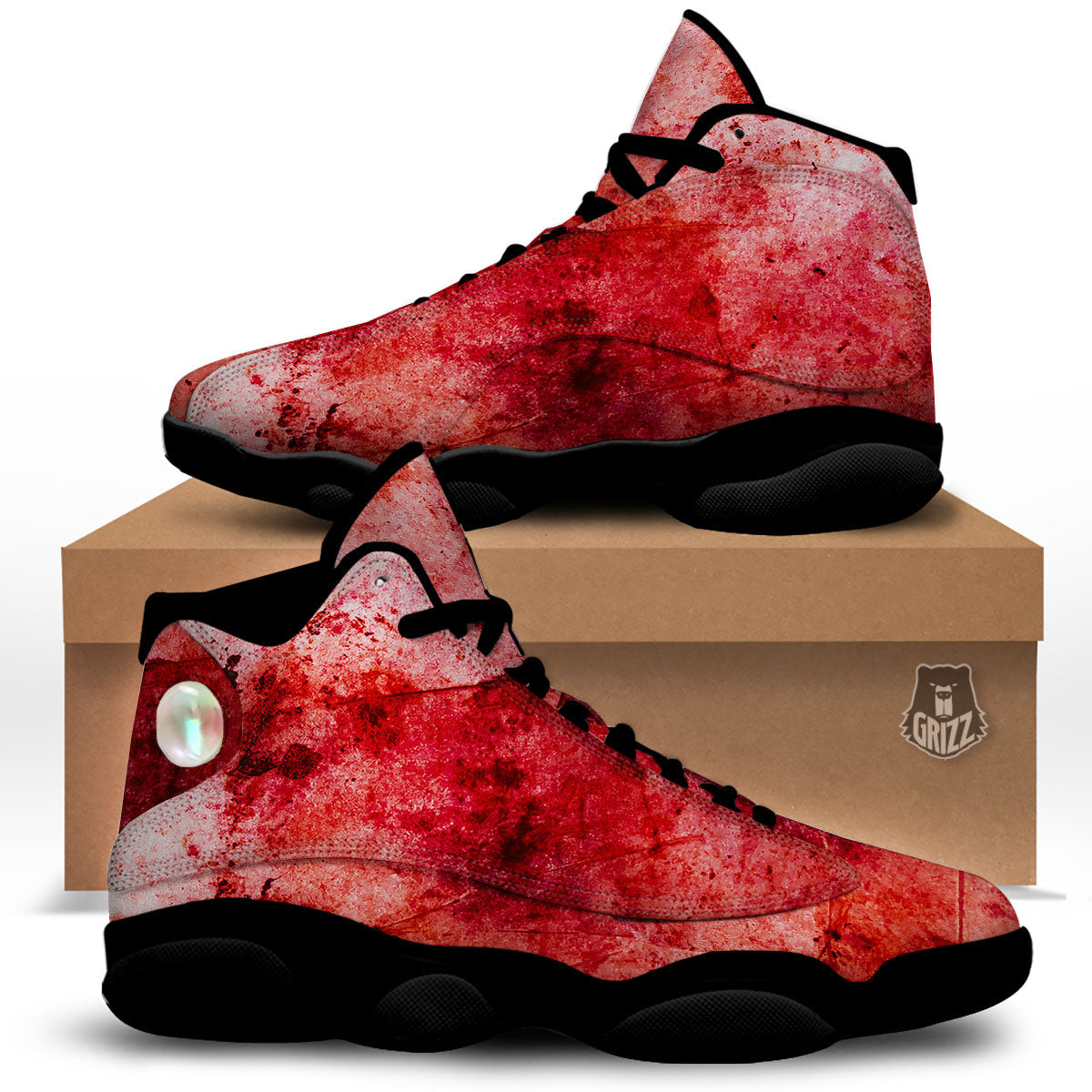 Blood Stains Red Print Black Basketball Shoes-grizzshop