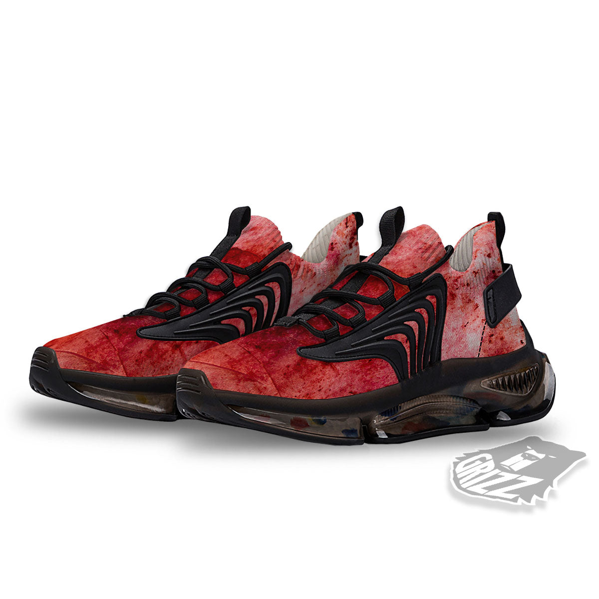 Blood Stains Red Print Black Gym Shoes-grizzshop