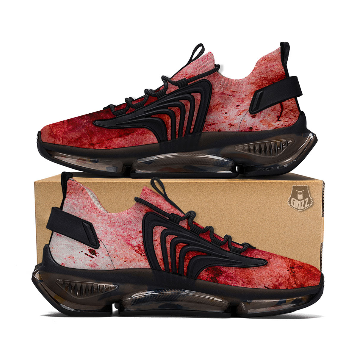 Blood Stains Red Print Black Gym Shoes-grizzshop