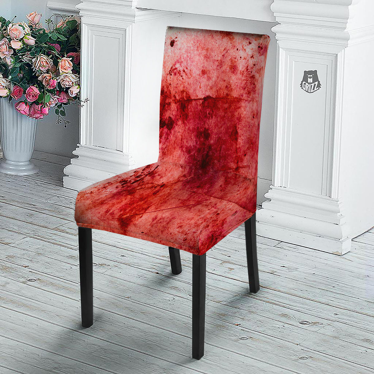 Blood Stains Red Print Dining Chair Slipcover-grizzshop