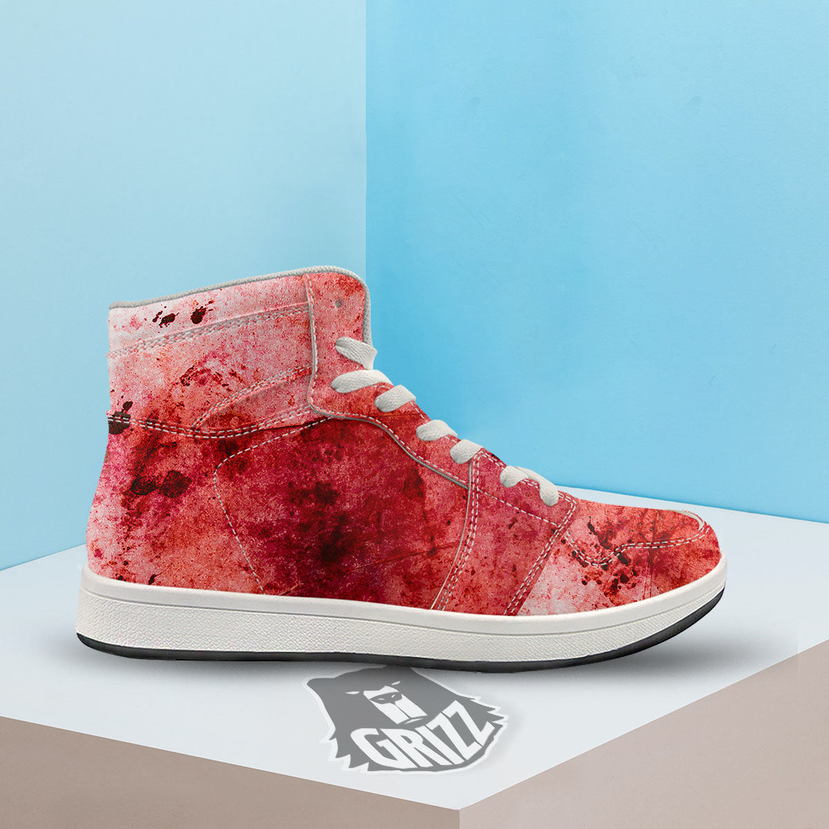 Blood Stains Red Print High Top Sneakers-grizzshop