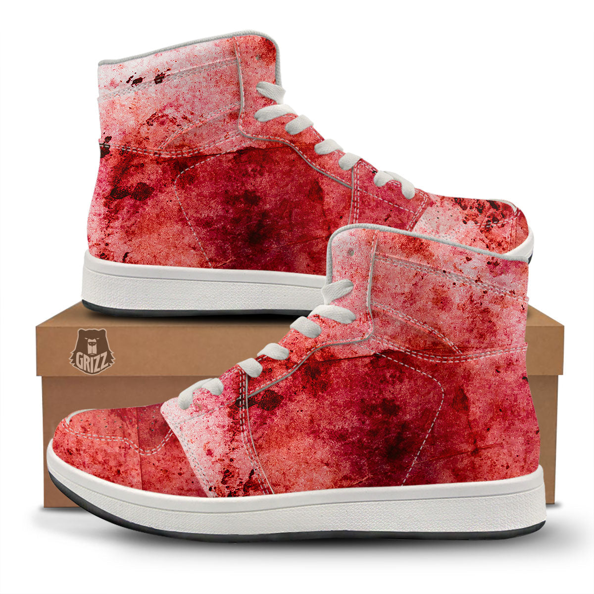 Blood Stains Red Print High Top Sneakers-grizzshop