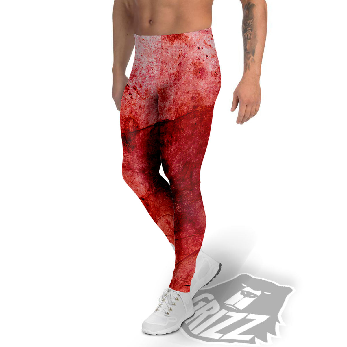 Blood Stains Red Print Men's Leggings-grizzshop