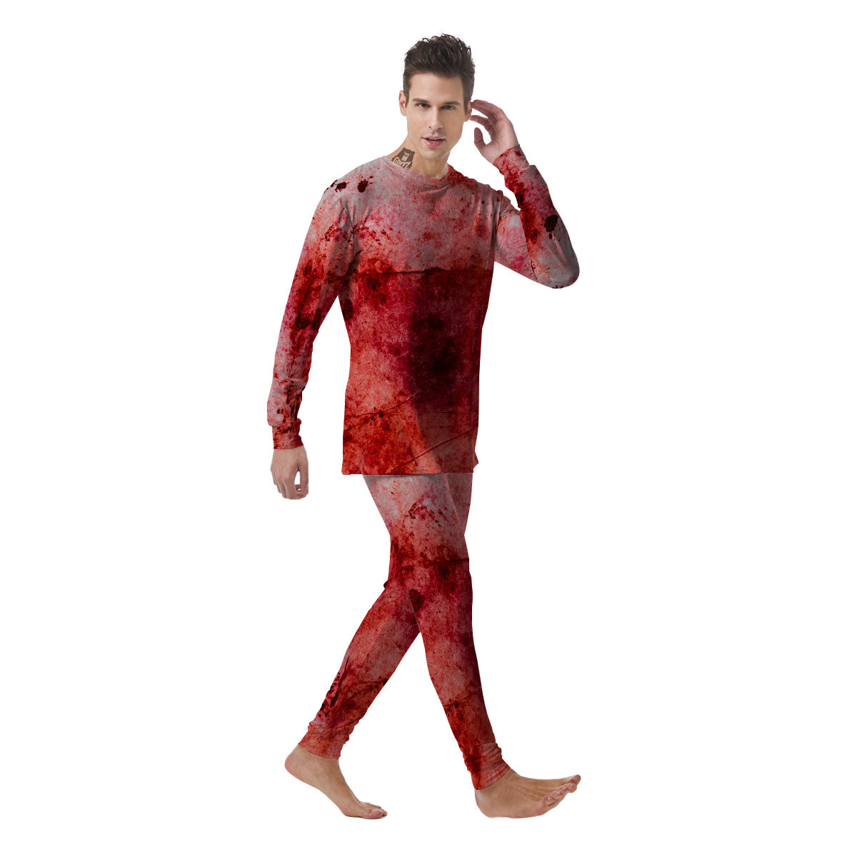 Blood Stains Red Print Men's Pajamas-grizzshop