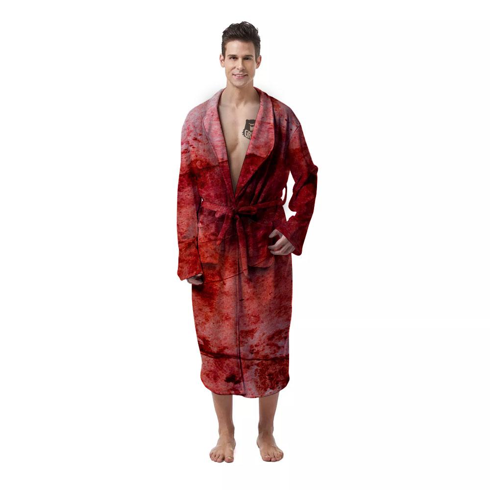 Blood Stains Red Print Men's Robe-grizzshop