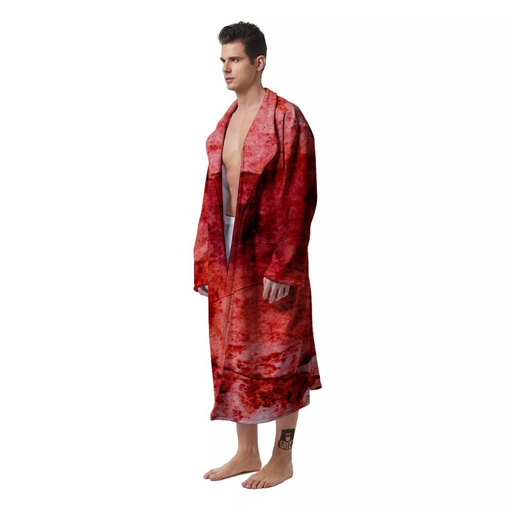 Blood Stains Red Print Men's Robe-grizzshop