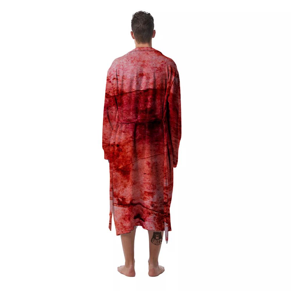 Blood Stains Red Print Men's Robe-grizzshop