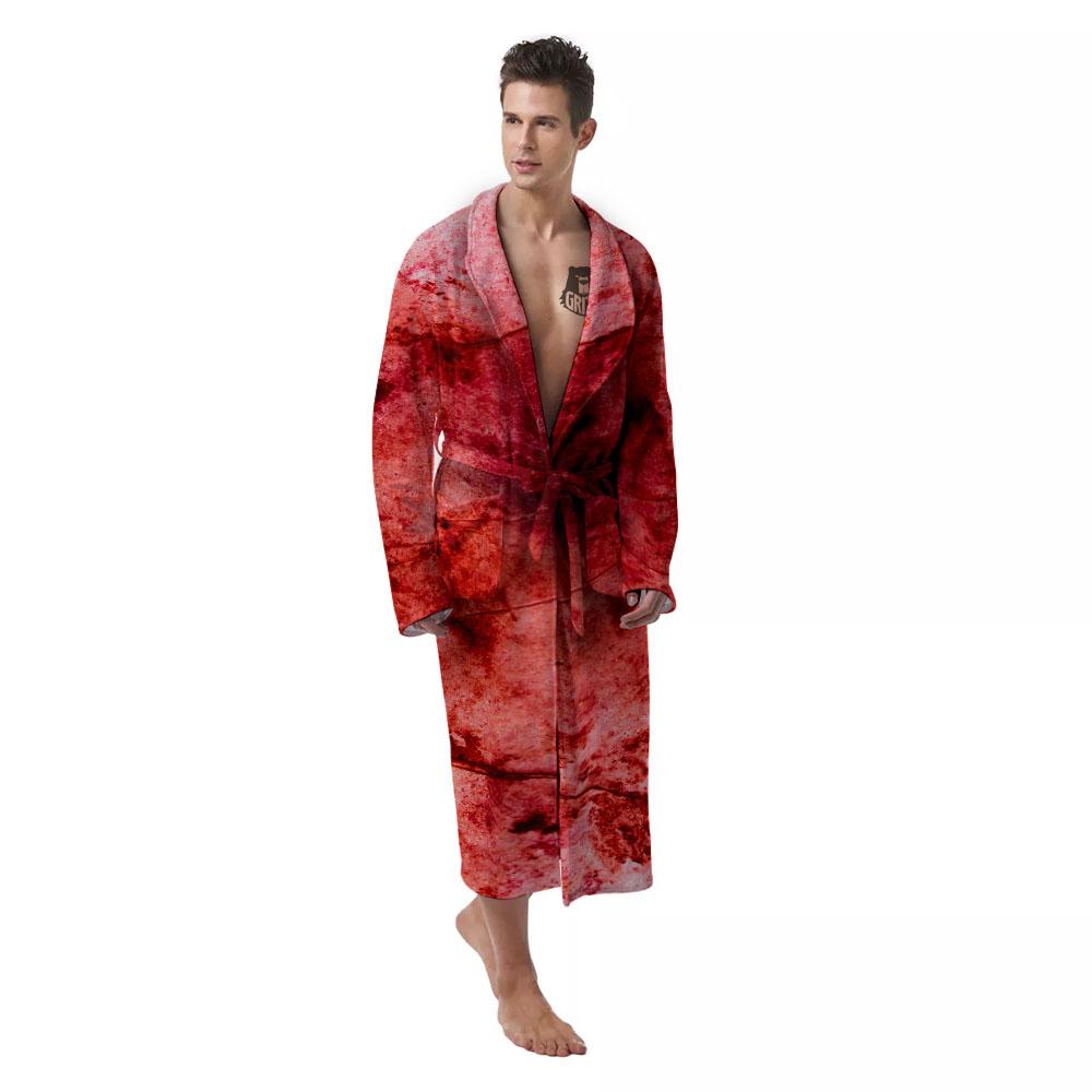 Blood Stains Red Print Men's Robe-grizzshop
