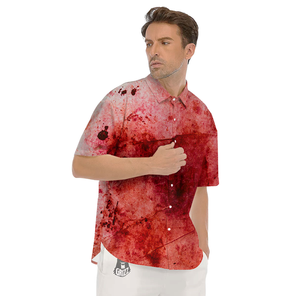 Blood Stains Red Print Men's Short Sleeve Shirts-grizzshop