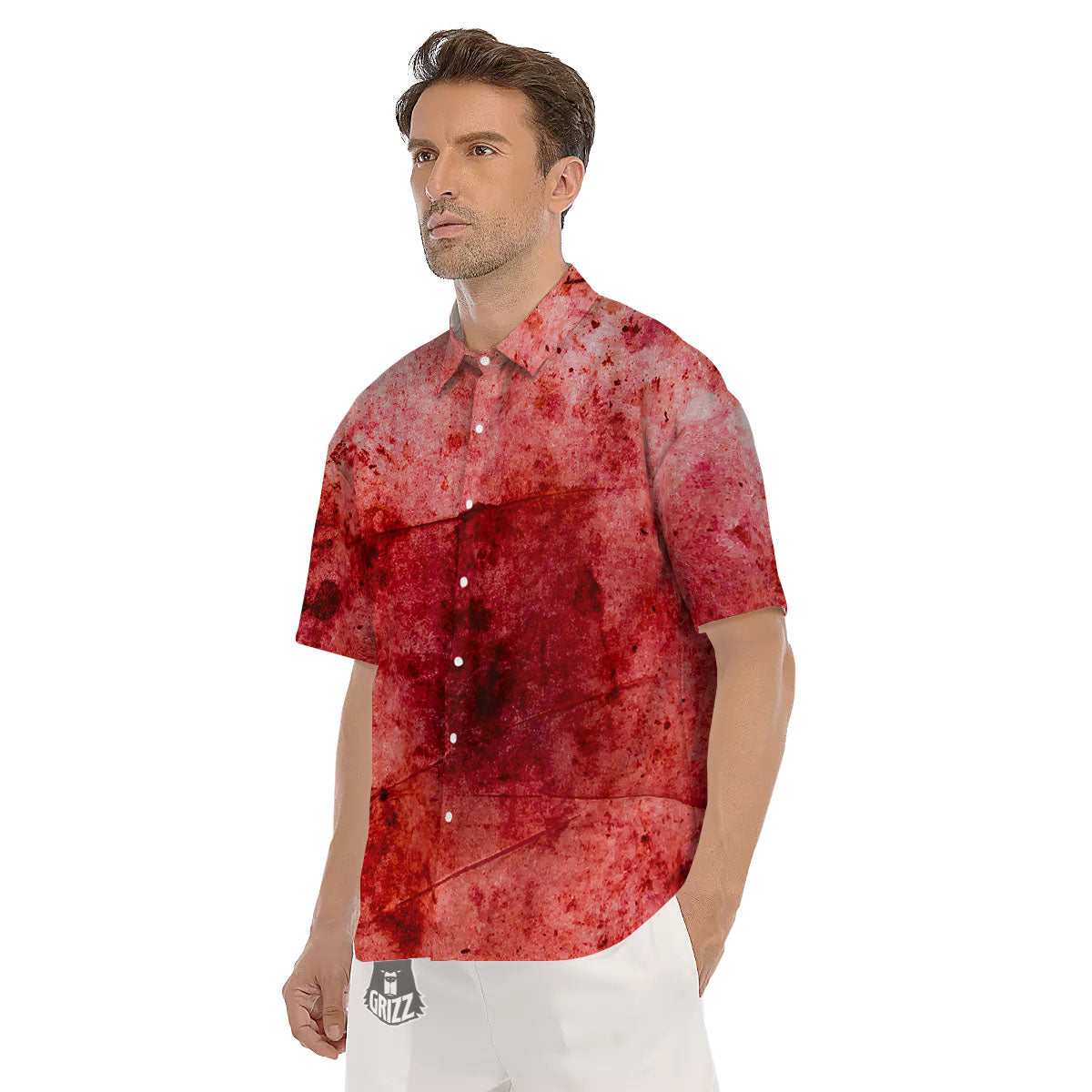 Blood Stains Red Print Men's Short Sleeve Shirts-grizzshop