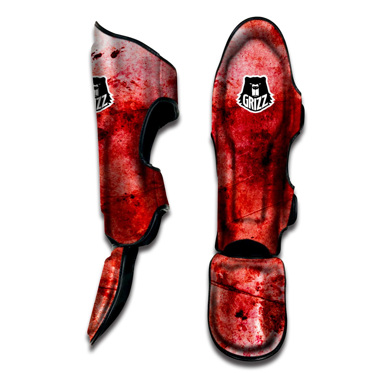 Blood Stains Red Print Muay Thai Shin Guards-grizzshop