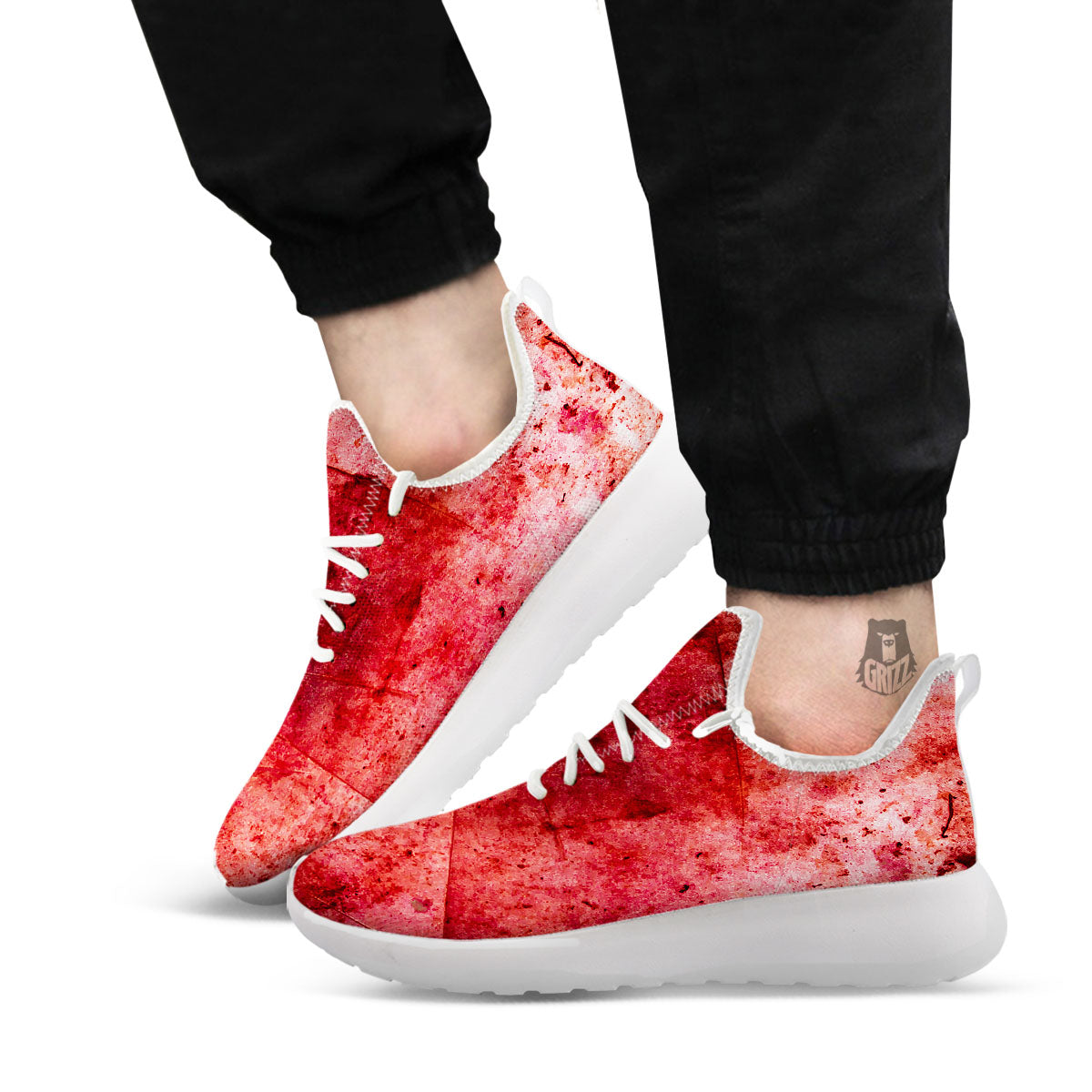 Blood Stains Red Print White Athletic Shoes-grizzshop