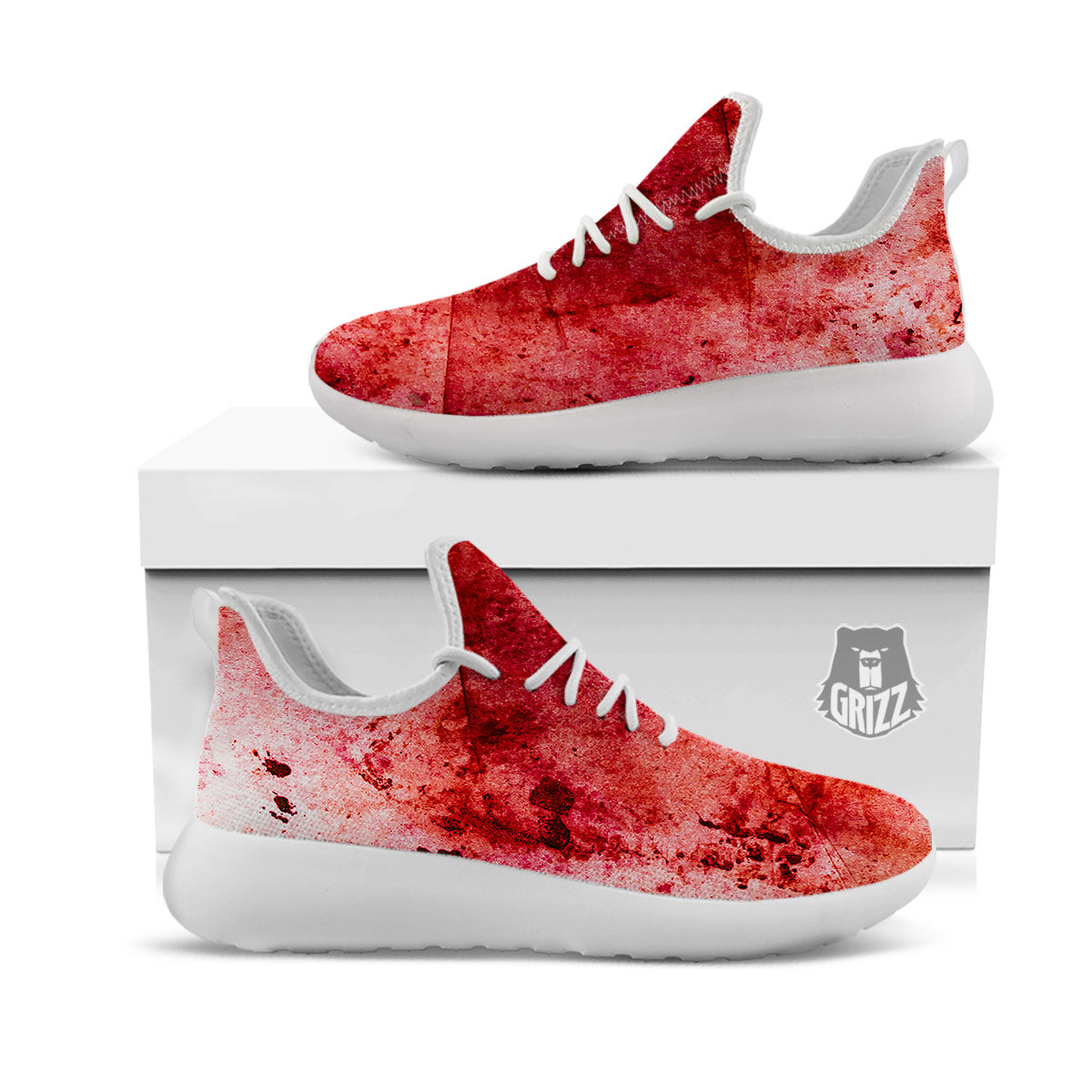 Blood Stains Red Print White Athletic Shoes-grizzshop