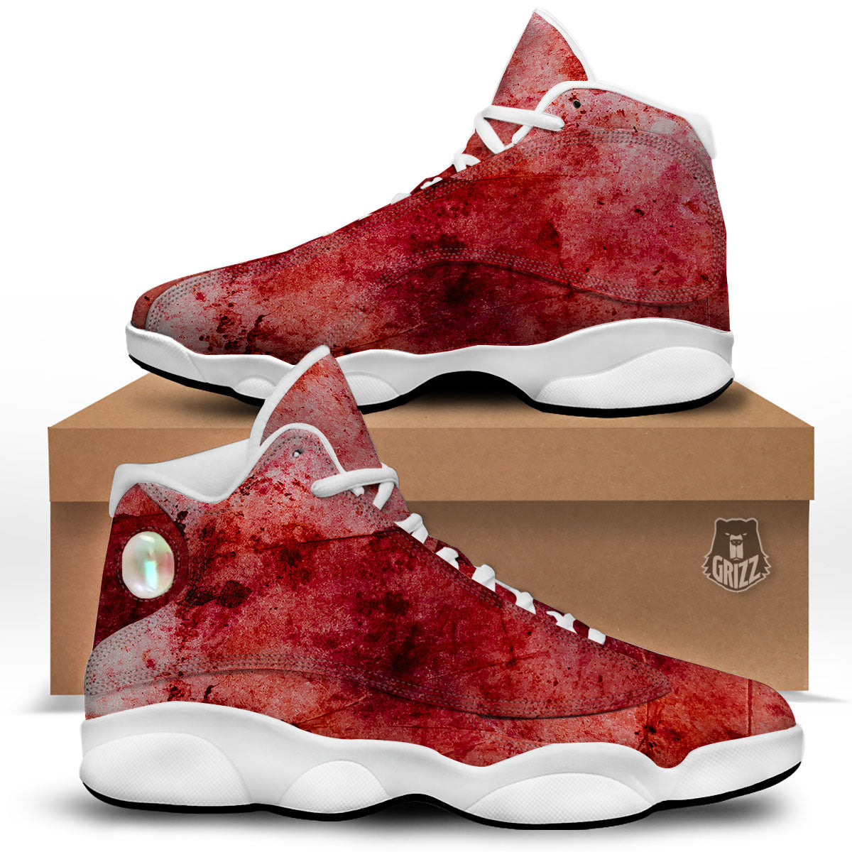 Blood Stains Red Print White Basketball Shoes-grizzshop
