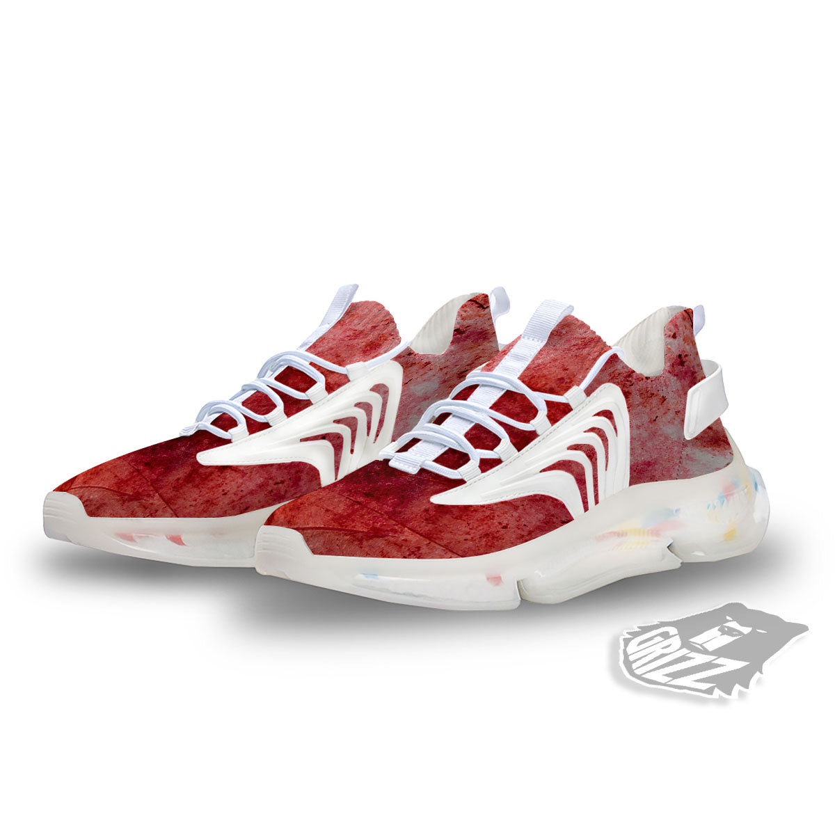 Blood Stains Red Print White Gym Shoes-grizzshop