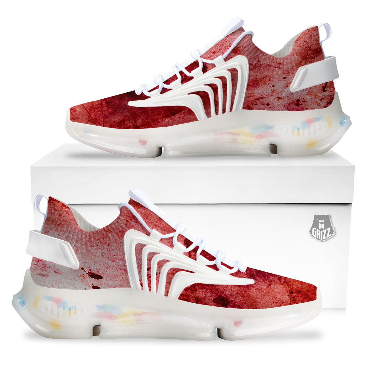 Blood Stains Red Print White Gym Shoes-grizzshop