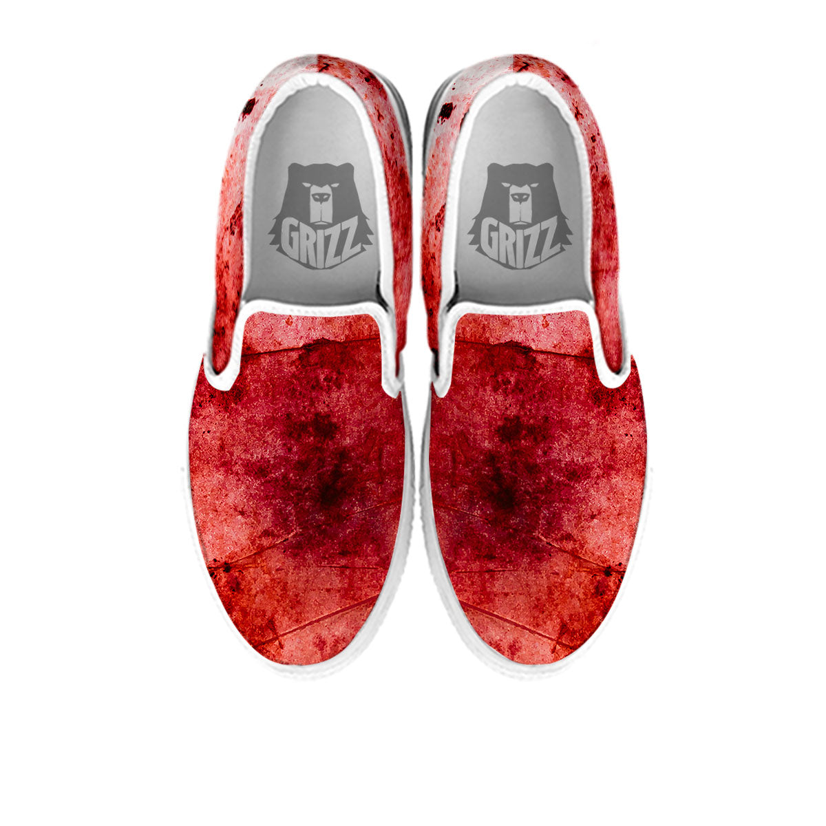 Blood Stains Red Print White Slip On Shoes-grizzshop