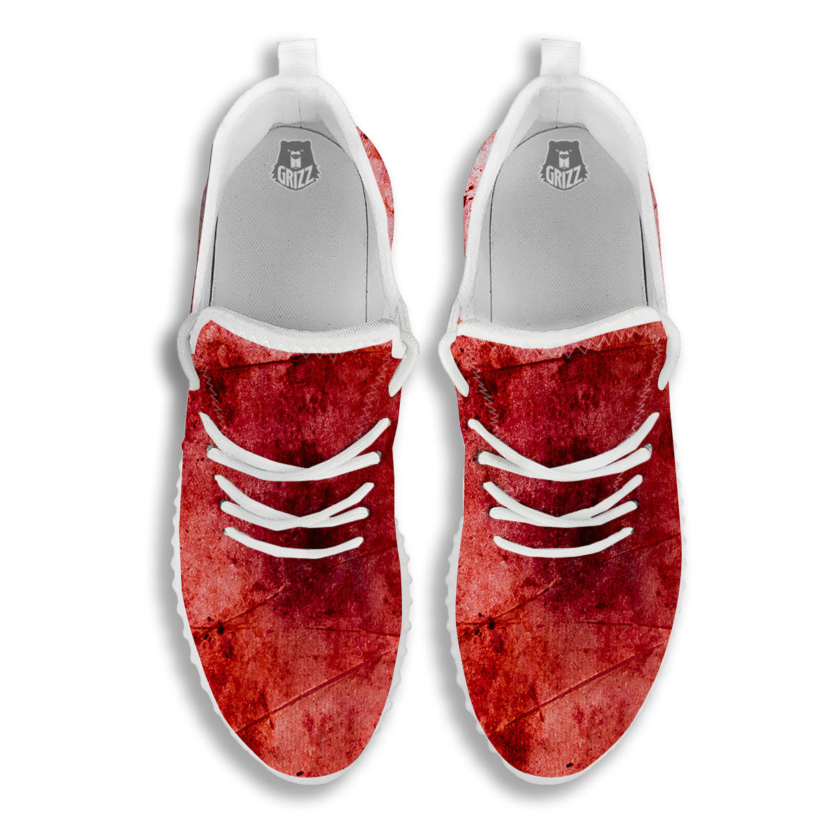 Blood Stains Red Print White Walking Shoes-grizzshop