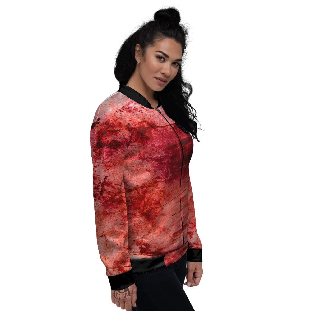 Blood Stains Red Print Women's Bomber Jacket-grizzshop