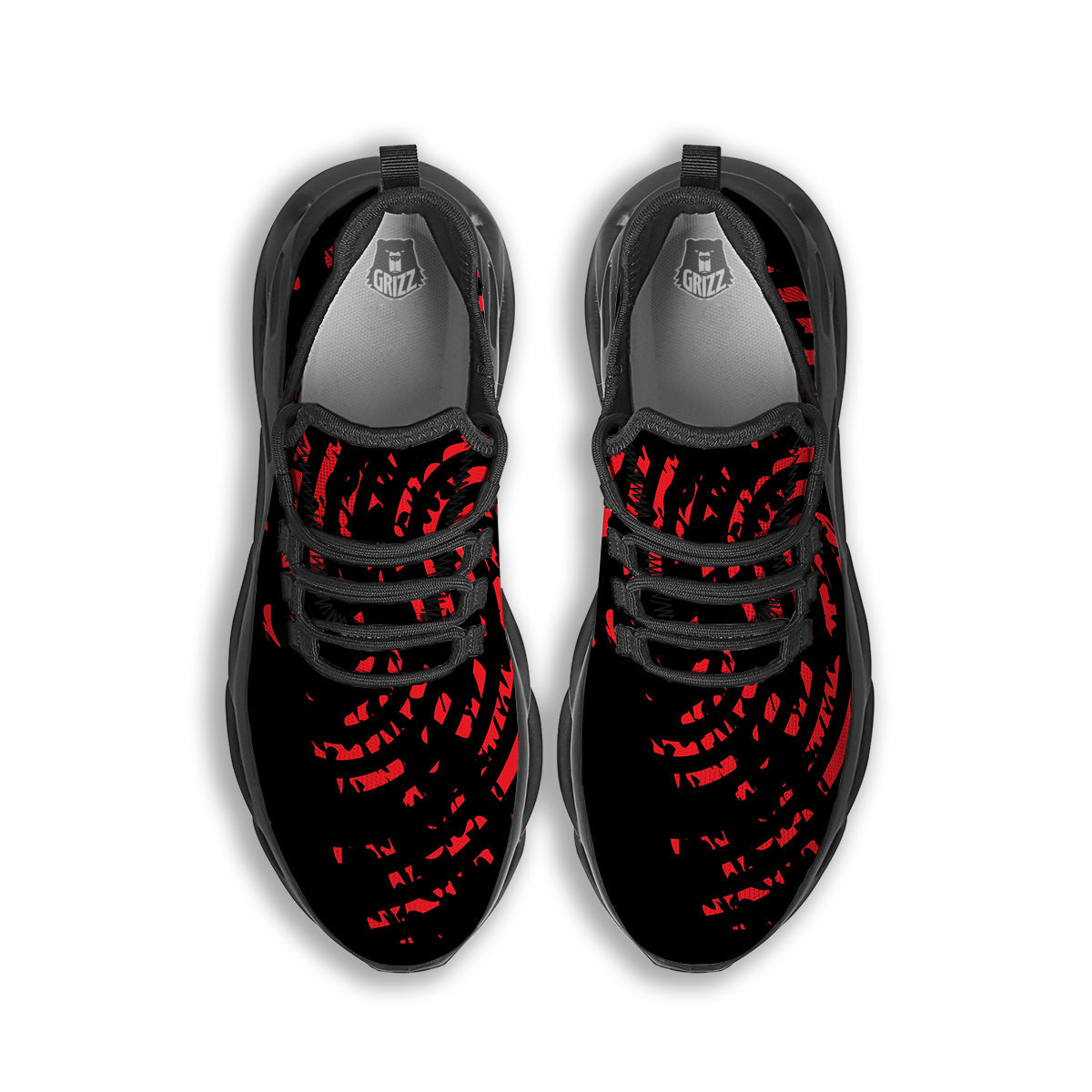 Bloody Finger Red Print Black Running Shoes-grizzshop