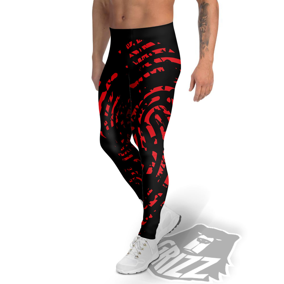 Bloody Finger Red Print Men's Leggings-grizzshop