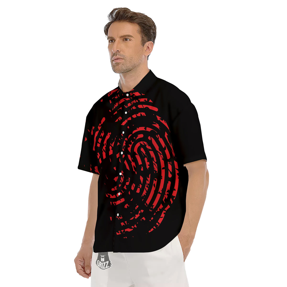 Bloody Finger Red Print Men's Short Sleeve Shirts-grizzshop