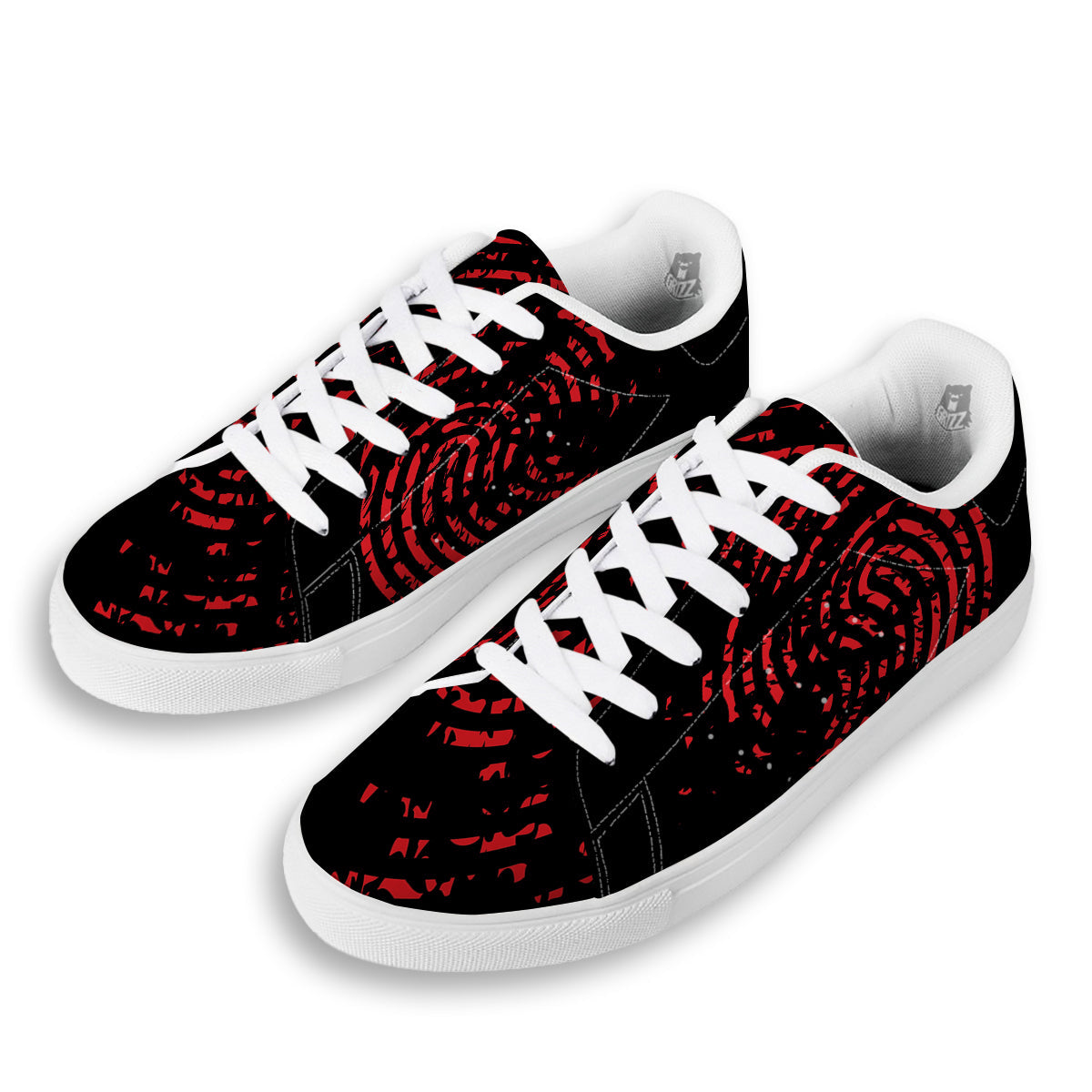 Bloody Finger Red Print White Low Top Sneakers-grizzshop