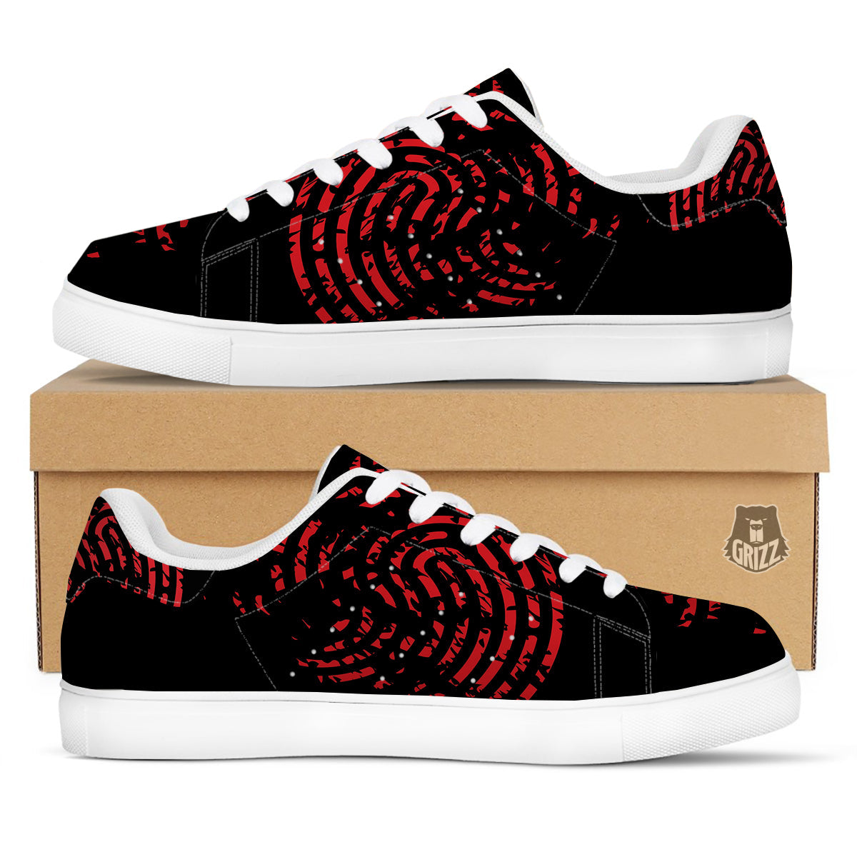 Bloody Finger Red Print White Low Top Sneakers-grizzshop