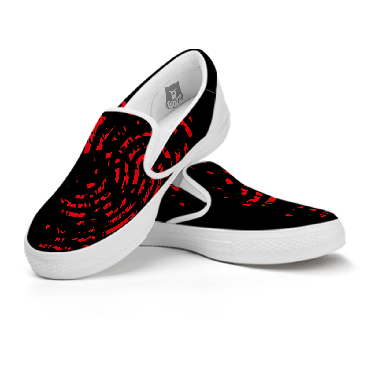 Bloody Finger Red Print White Slip On Shoes-grizzshop