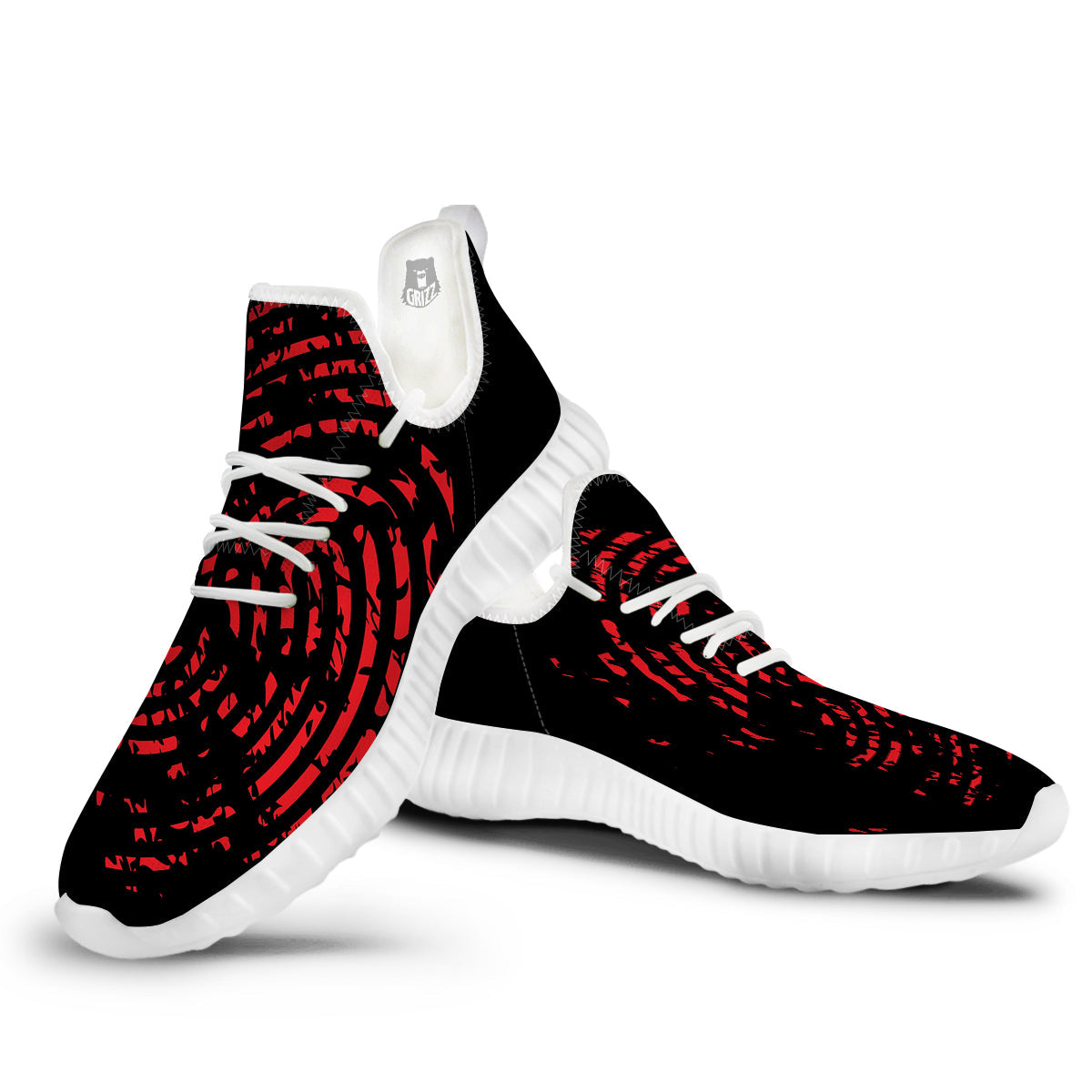 Bloody Finger Red Print White Walking Shoes-grizzshop