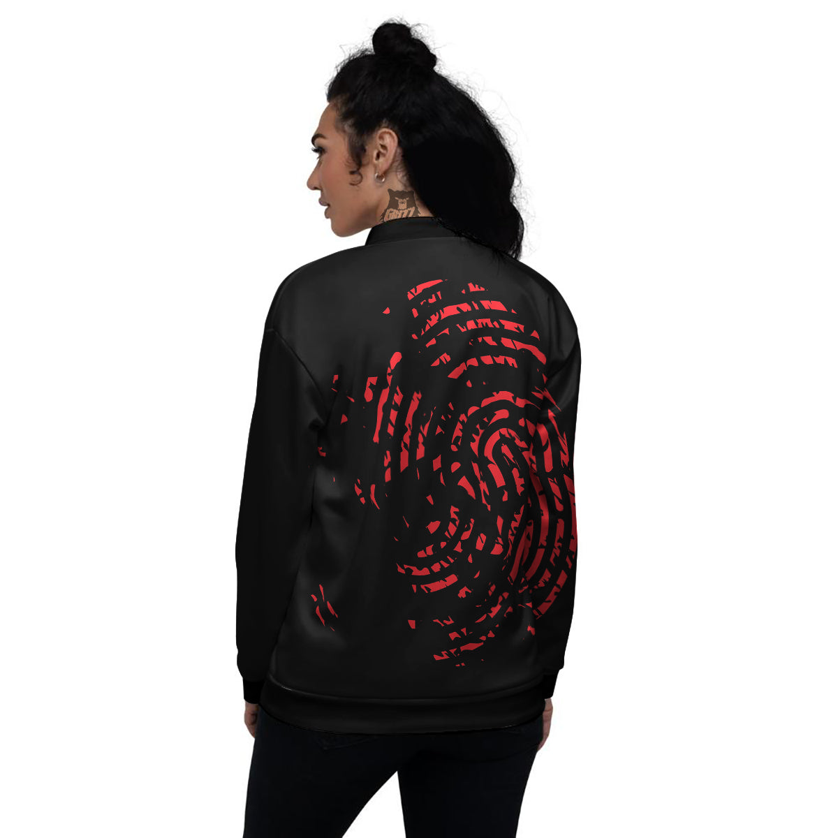 Bloody Finger Red Print Women's Bomber Jacket-grizzshop