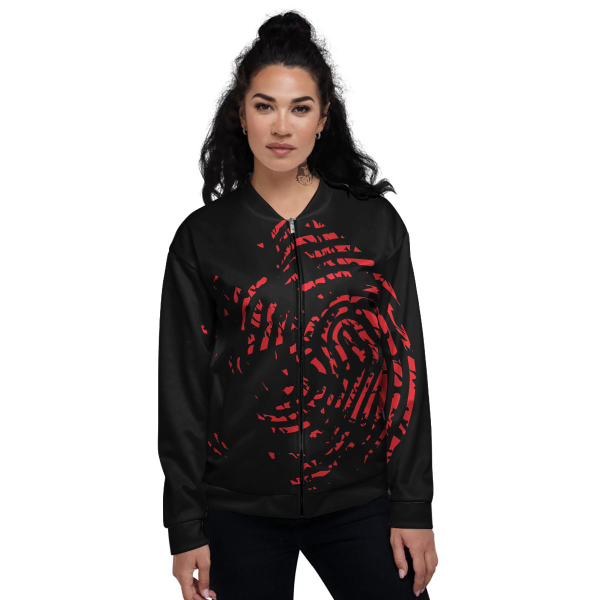 Bloody Finger Red Print Women's Bomber Jacket-grizzshop