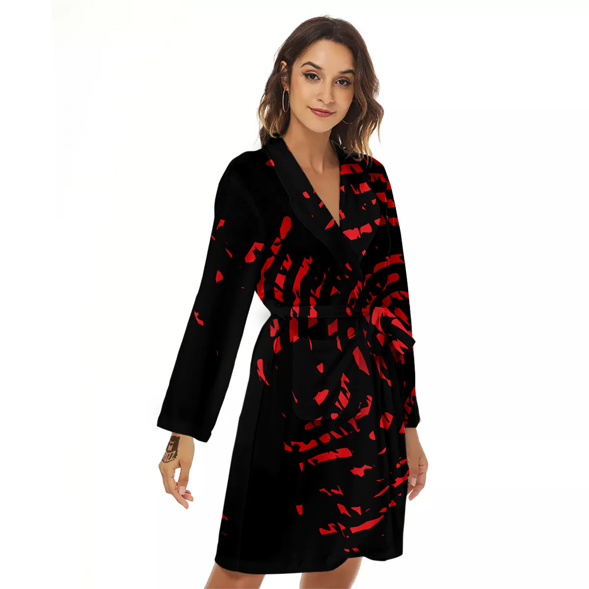 Bloody Finger Red Print Women's Robe-grizzshop