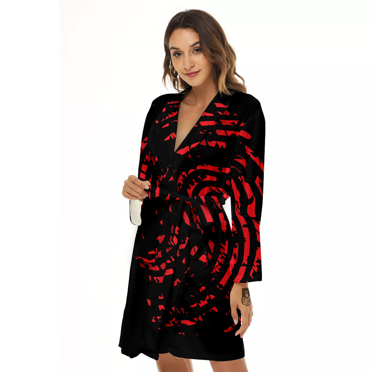 Bloody Finger Red Print Women's Robe-grizzshop