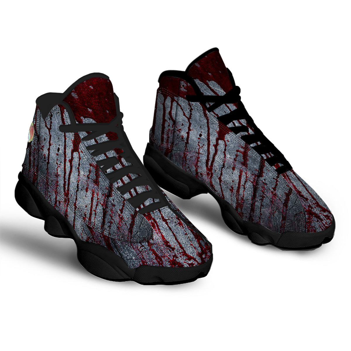 Bloody Metal Wall Print Black Basketball Shoes-grizzshop