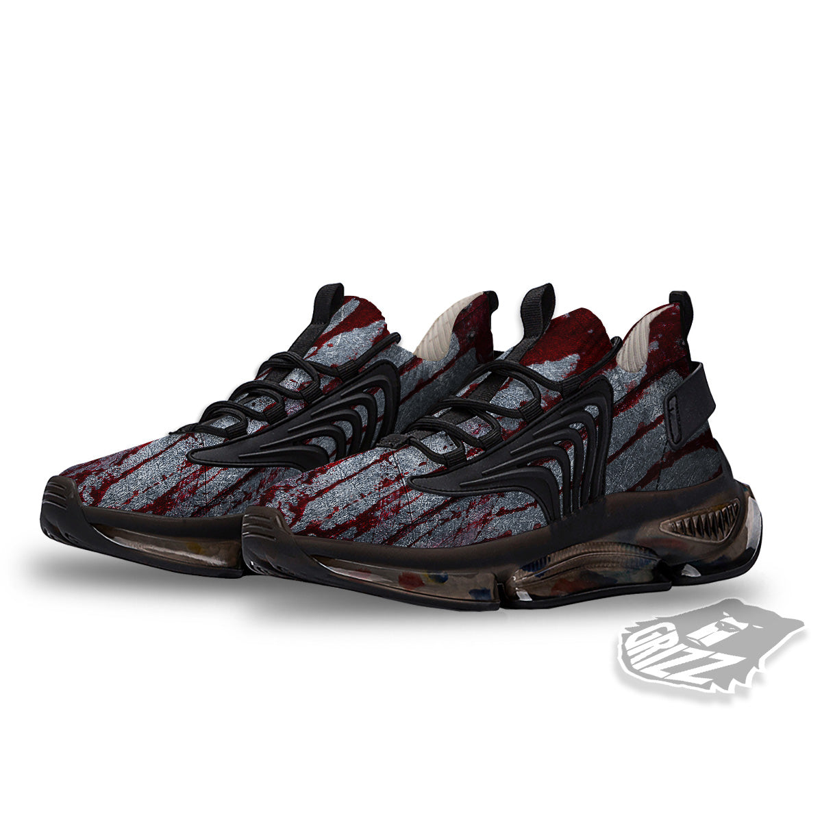 Bloody Metal Wall Print Black Gym Shoes-grizzshop