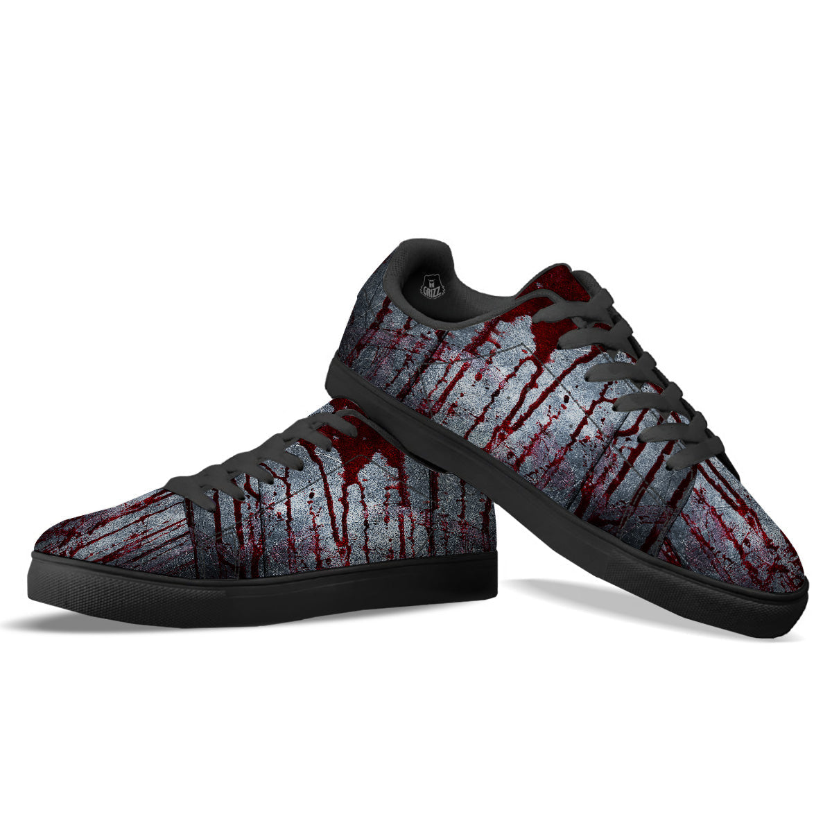 Bloody Metal Wall Print Black Low Top Sneakers-grizzshop