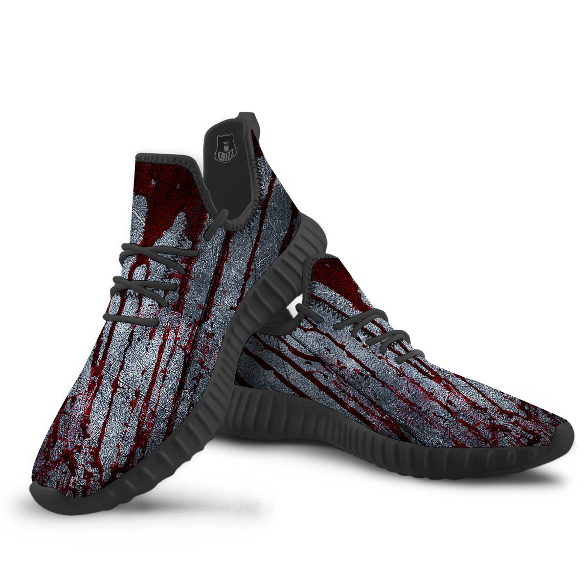 Bloody Metal Wall Print Black Walking Shoes-grizzshop